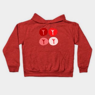 Algiz in Red (Runes and Colors) Kids Hoodie